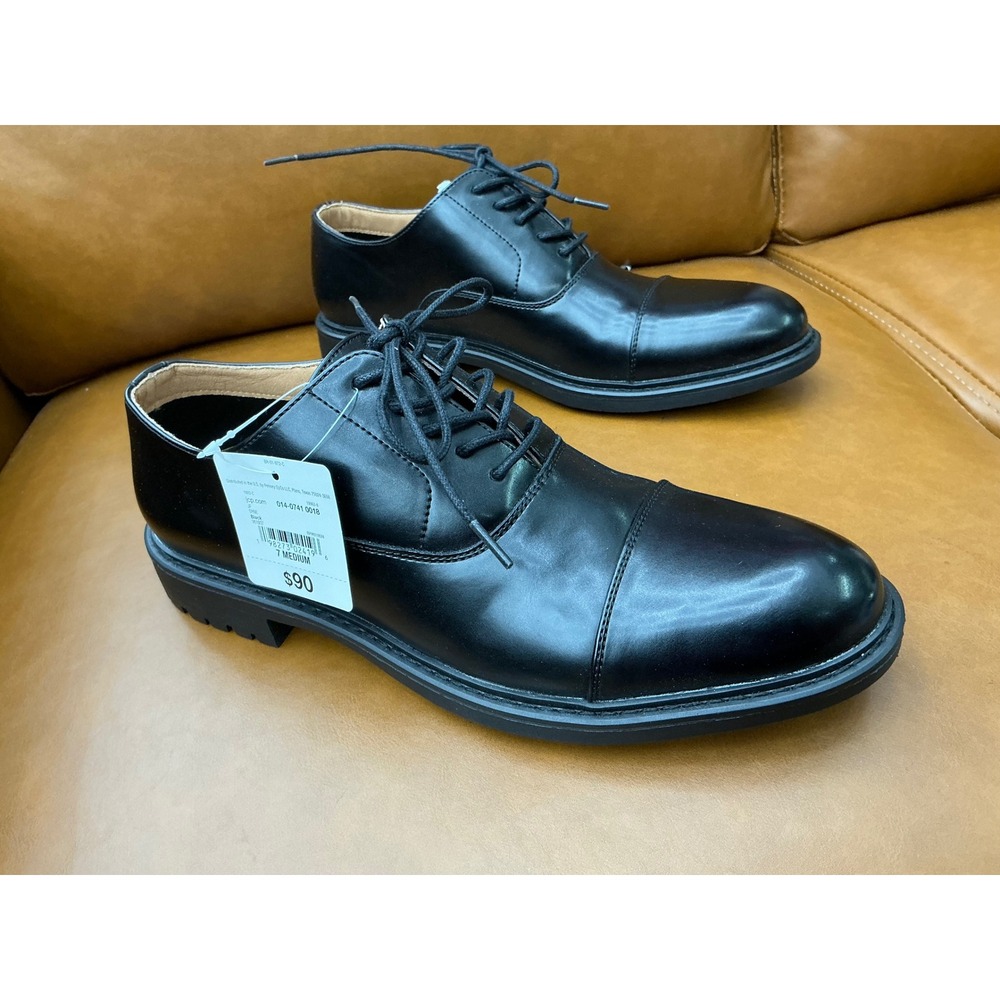 J. Ferrar Dyne Oxford Shoes Mens 7 Black New Cap Toe Memory Foam Lug Sole